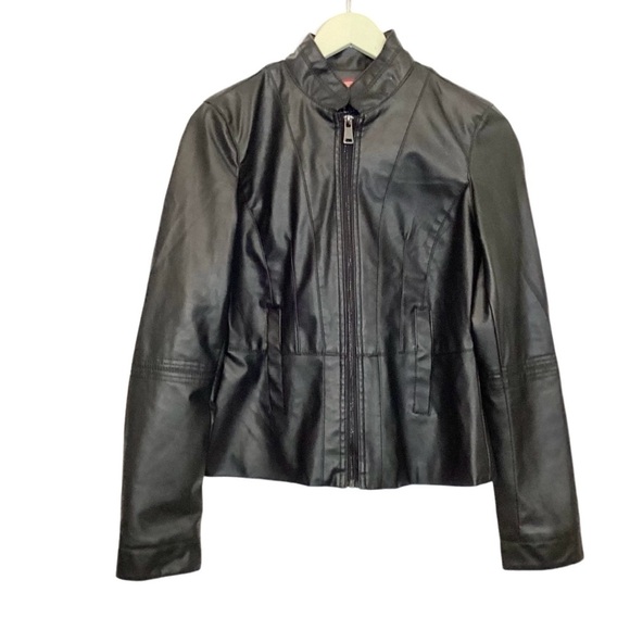 USA Leather Jackets & Blazers - USA Leather Company Black Womens Sz M PU Leather Full Zip Jacket Moto Biker